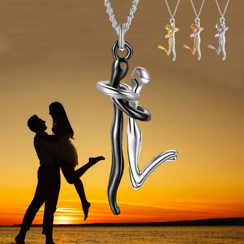 18K Love Hug Necklace Couple Anniversary Fashion Simple Temperament Clavicle Chain Pendant Necklace - FIFI LONDON