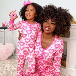 Beauty Clothing Heart Printing Leisure Pajamas Pajamas Parent-child Suit - FIFI LONDON