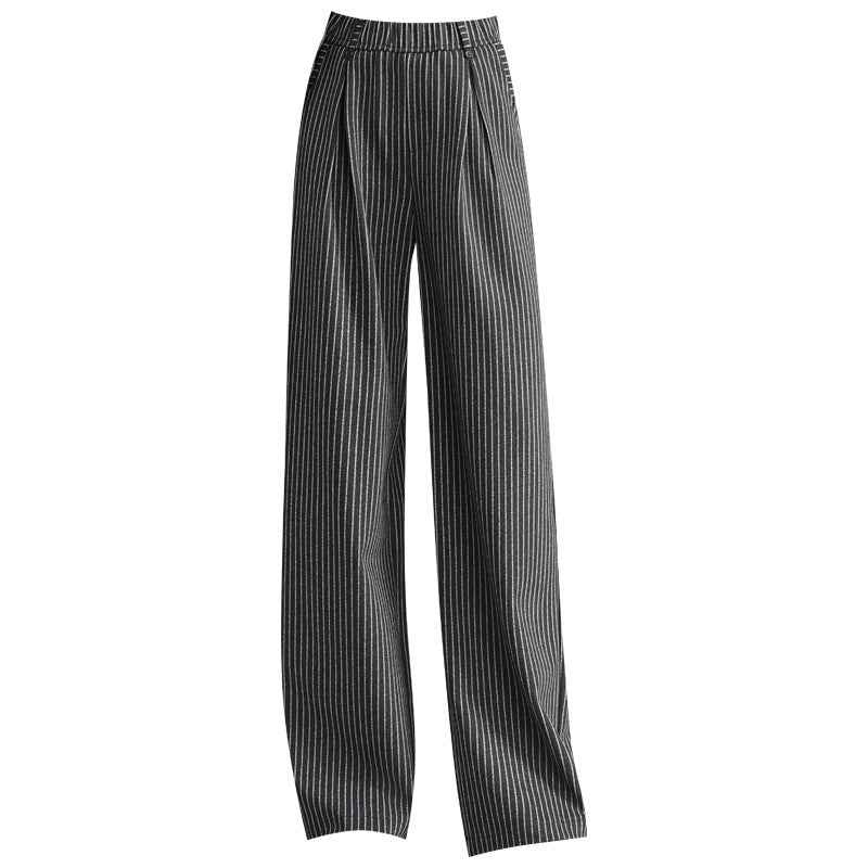 Women’s Loose Fashion Slimming Draping Straight Pants shown front-on on model — Fifi London Spring collection