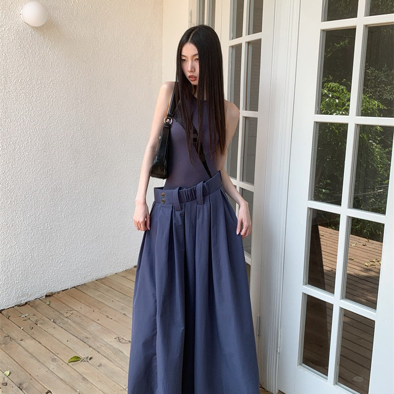 Women's long patchwork dress styled for elegant everyday wear, full-length view