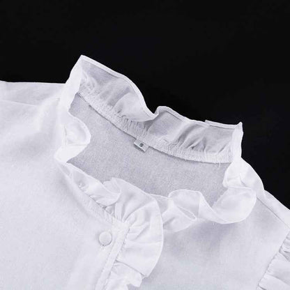 White Ruffled Linen-Blend Two-Piece Co-ord Set