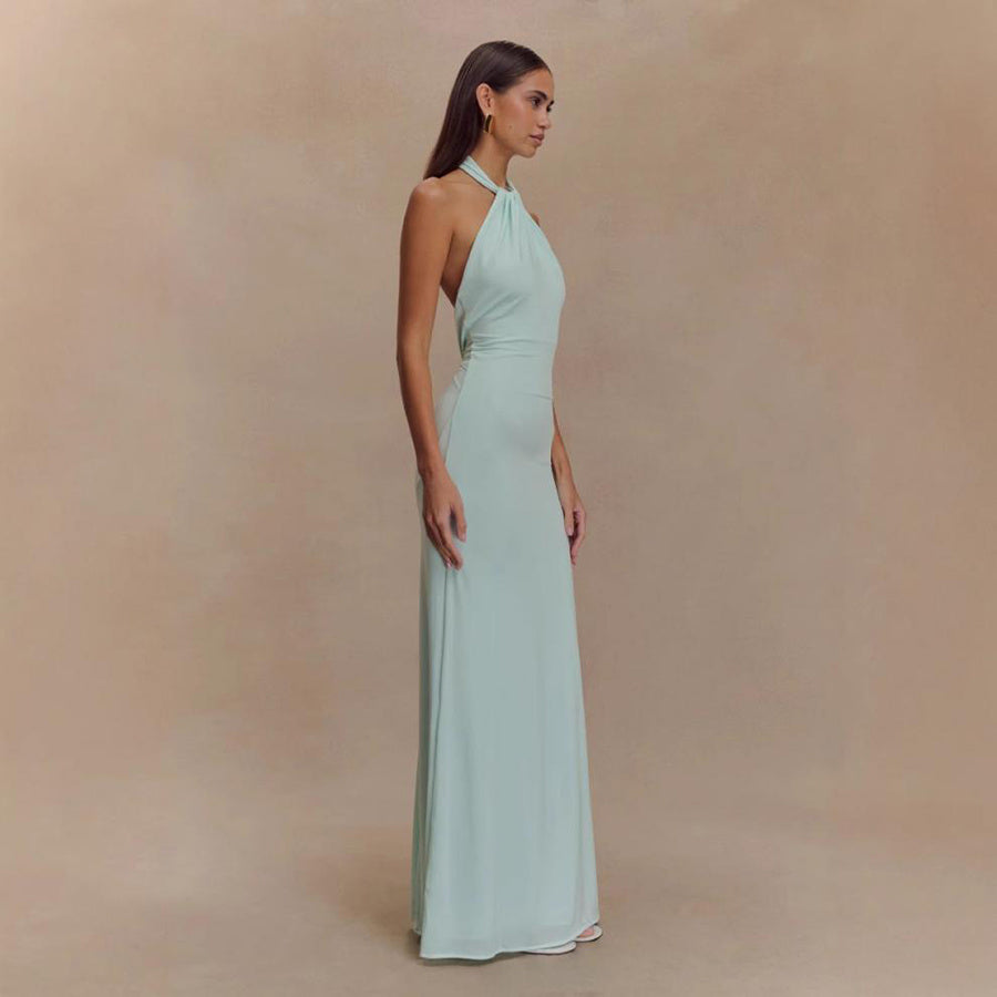 Elegant Bodycon Halter Maxi Dress – Backless Slim Fit - FIFI LONDON