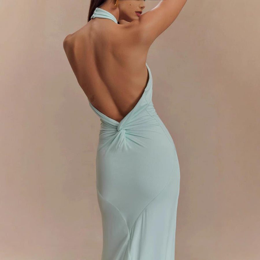 Elegant Bodycon Halter Maxi Dress – Backless Slim Fit - FIFI LONDON