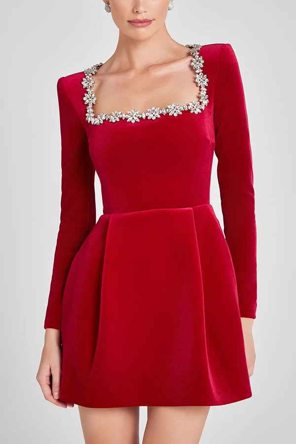 Elegant floral rhinestone dress