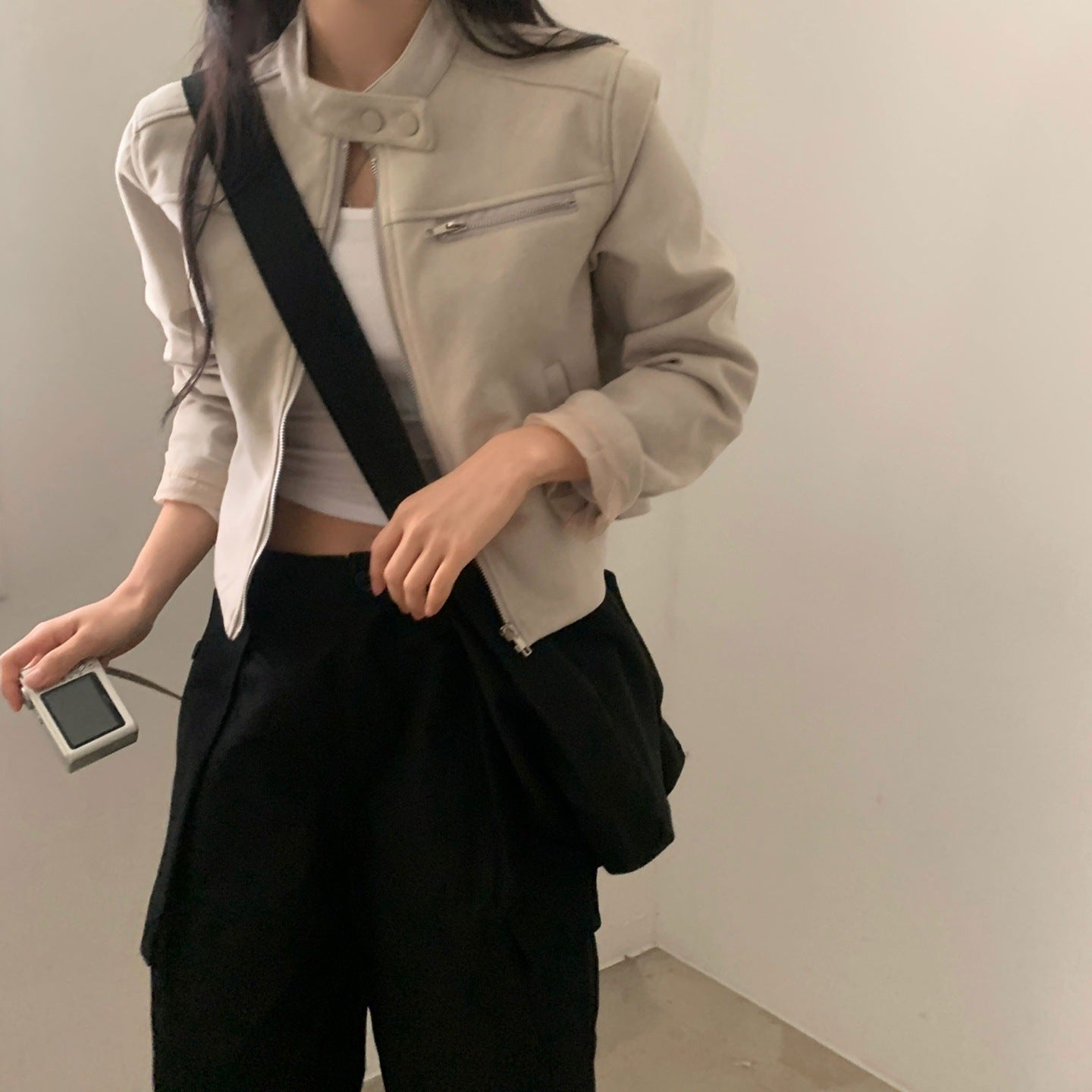 High waist biker jacket