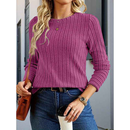 Women’s Long Sleeve Knit Cardigan shown front-on on model — Fifi London Autumn collection