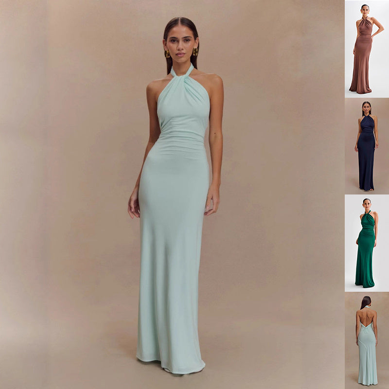 Elegant Bodycon Halter Maxi Dress – Backless Slim Fit - FIFI LONDON