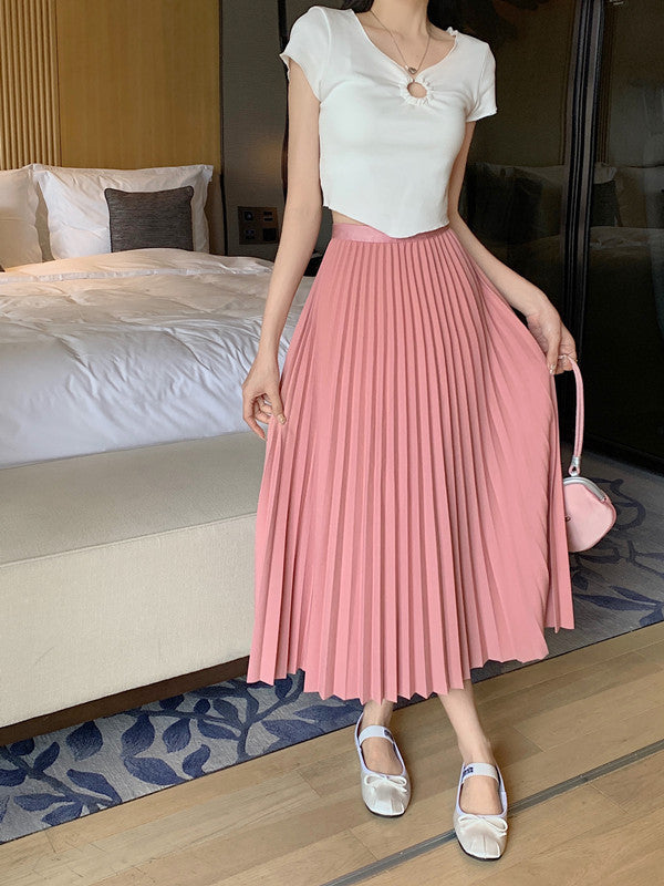 High waist pleated skirt