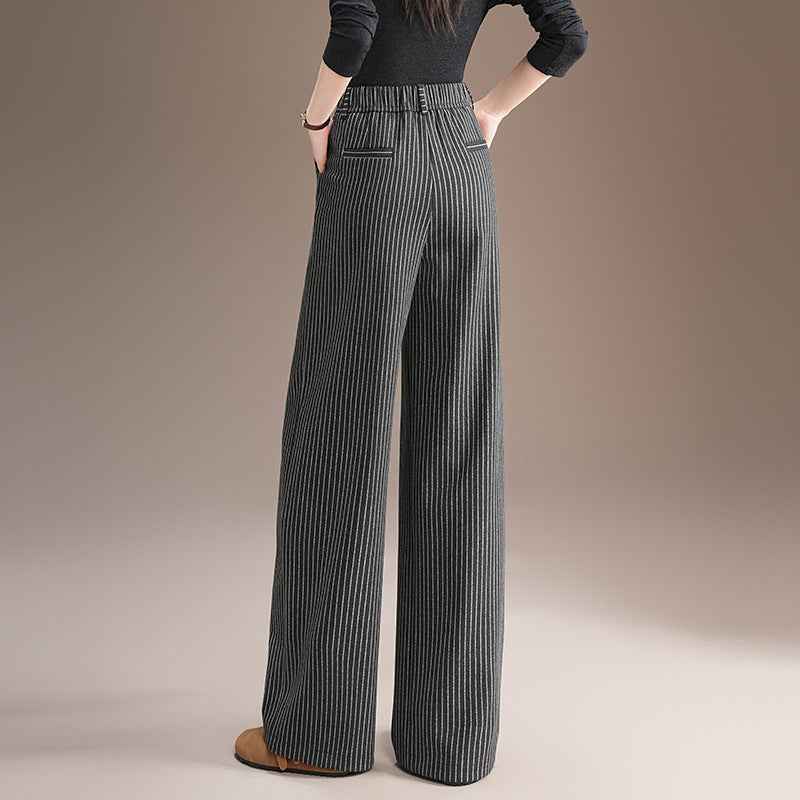 Women’s Loose Fashion Slimming Draping Straight Pants shown front-on on model — Fifi London Spring collection