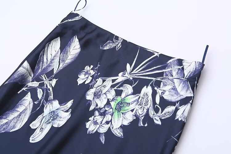 Women's Satin Midi Floral Print Skirt