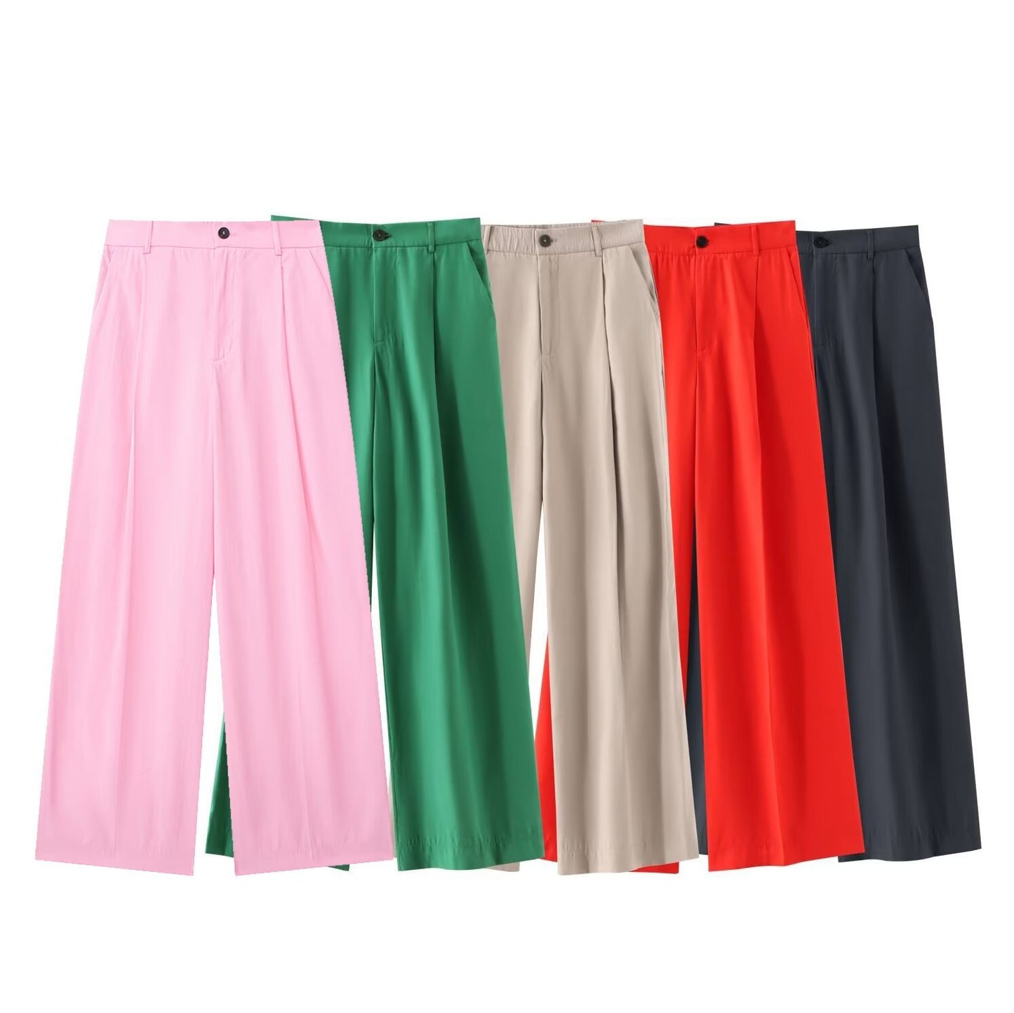 Women’s Casual Draped Pants shown front-on on model — Fifi London Summer collection