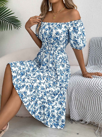 Floral Print Square Collar Dress Summer Fashion Ruffles Dresses Women's Clothing
