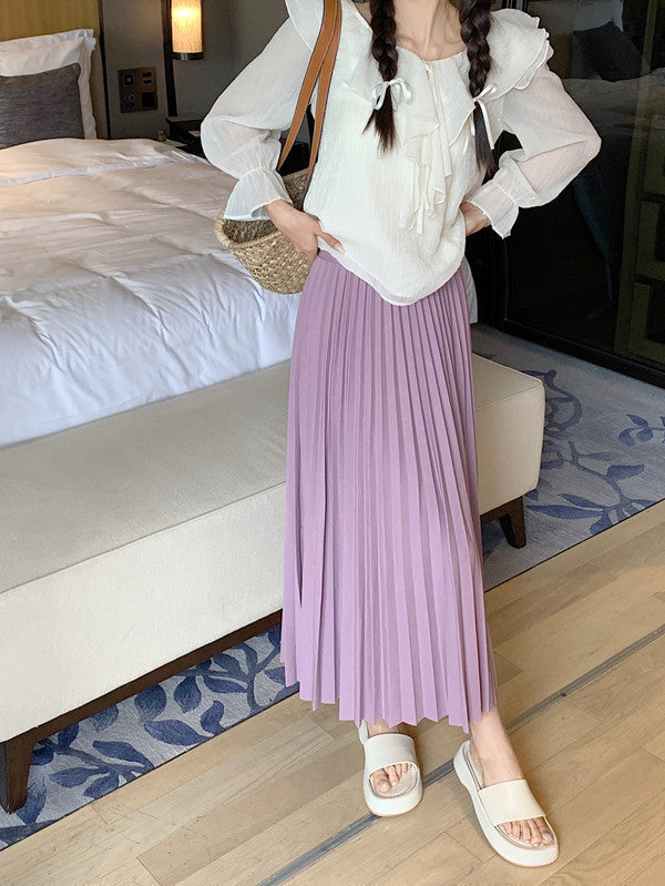 High waist pleated skirt