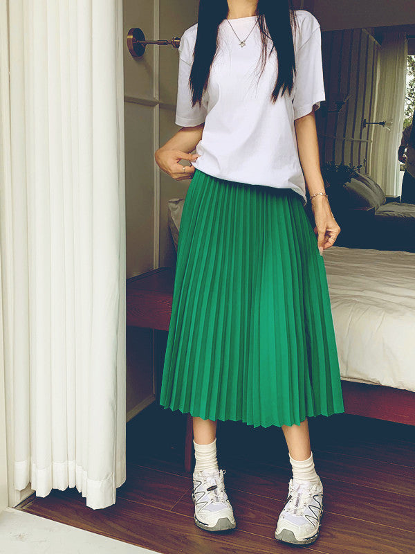 High waist pleated skirt