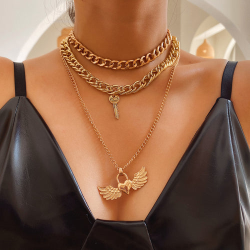 Simple Personality Peach Heart LOVE Key Necklace - FIFI LONDON