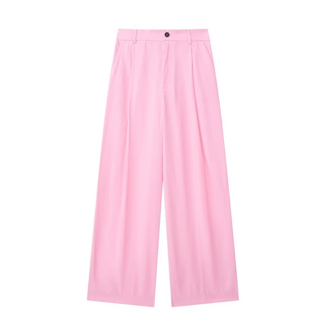Women’s Casual Draped Pants shown front-on on model — Fifi London Summer collection