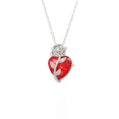 Punk Rose Love Necklace Fashion Personality Heart-shaped Clavicle Chain Pendant Necklace