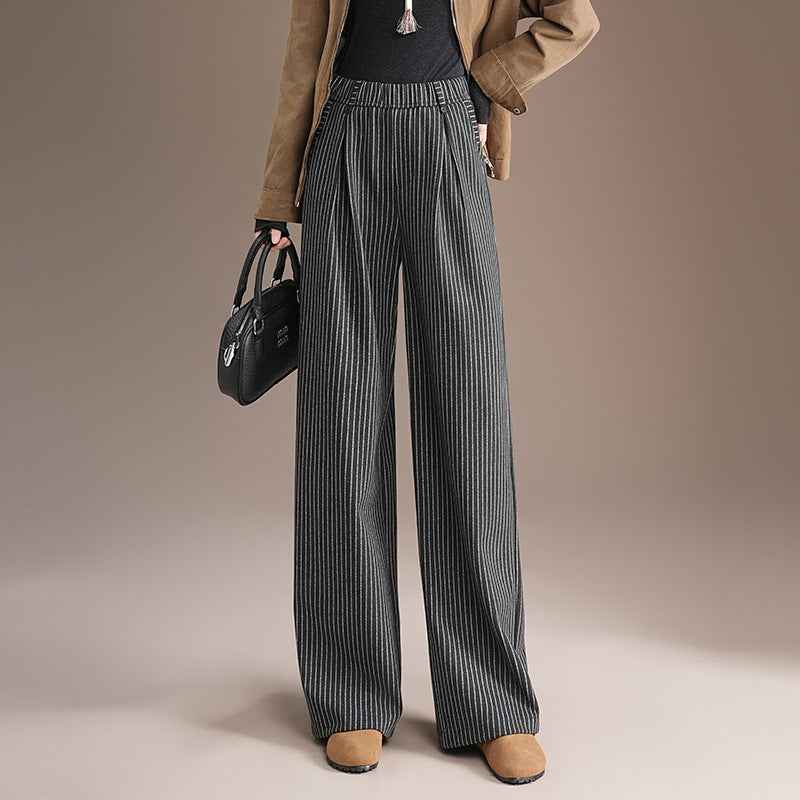 Women’s Loose Fashion Slimming Draping Straight Pants shown front-on on model — Fifi London Spring collection