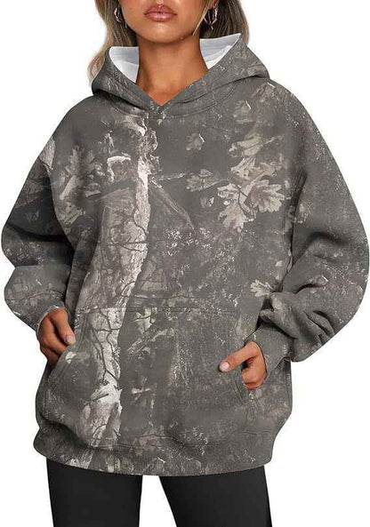 Women’s Oversized Hoodie Sweatshirt shown front-on on model — Fifi London Autumn collection