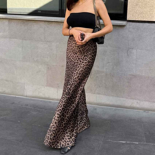 Leopard bodycon maxi skirt